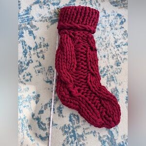 Pottery Barn Red Chunky Knit Christmas Stocking 20” Holiday Decor